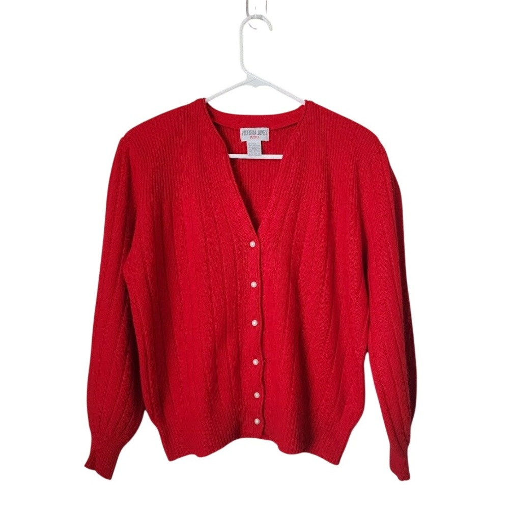 VICTORIA JONES VINTAGE 80's Rabbit hair blend cardigan sweater in cherry red PM